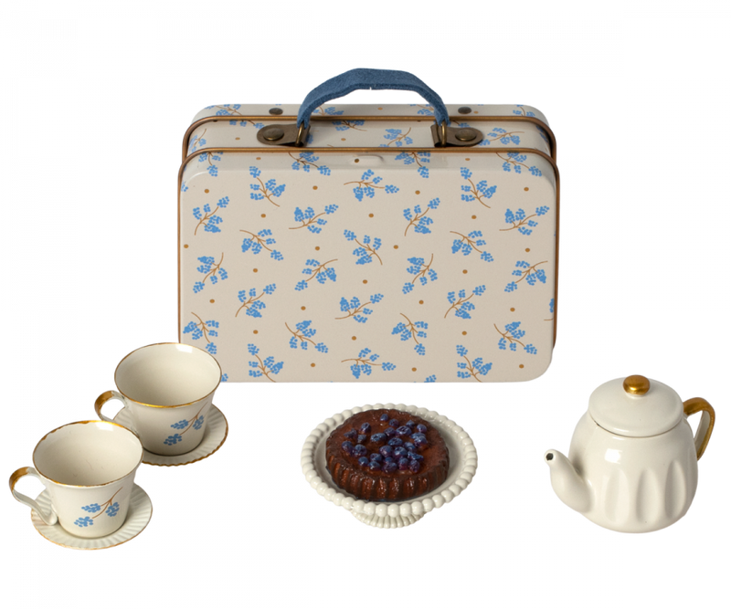 Maileg Afternoon Treat Tea Set Blue Madelaine for Mouse