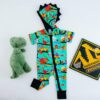 Birdie Bean Robby Bamboo Viscose Hooded Romper Dinosaurs