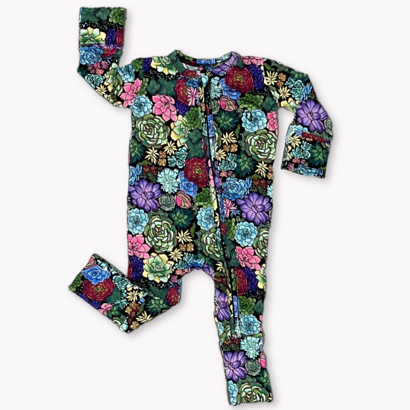 Succulents Bamboo Viscose Convertible Footie available at Blossom