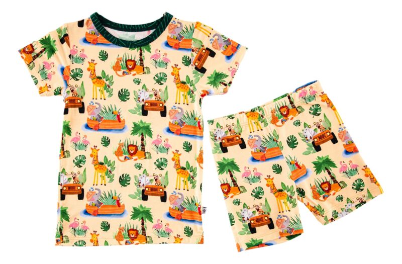 Leo Bamboo Viscose Short Sleeve and Shorts Pajama Set available at Blossom
