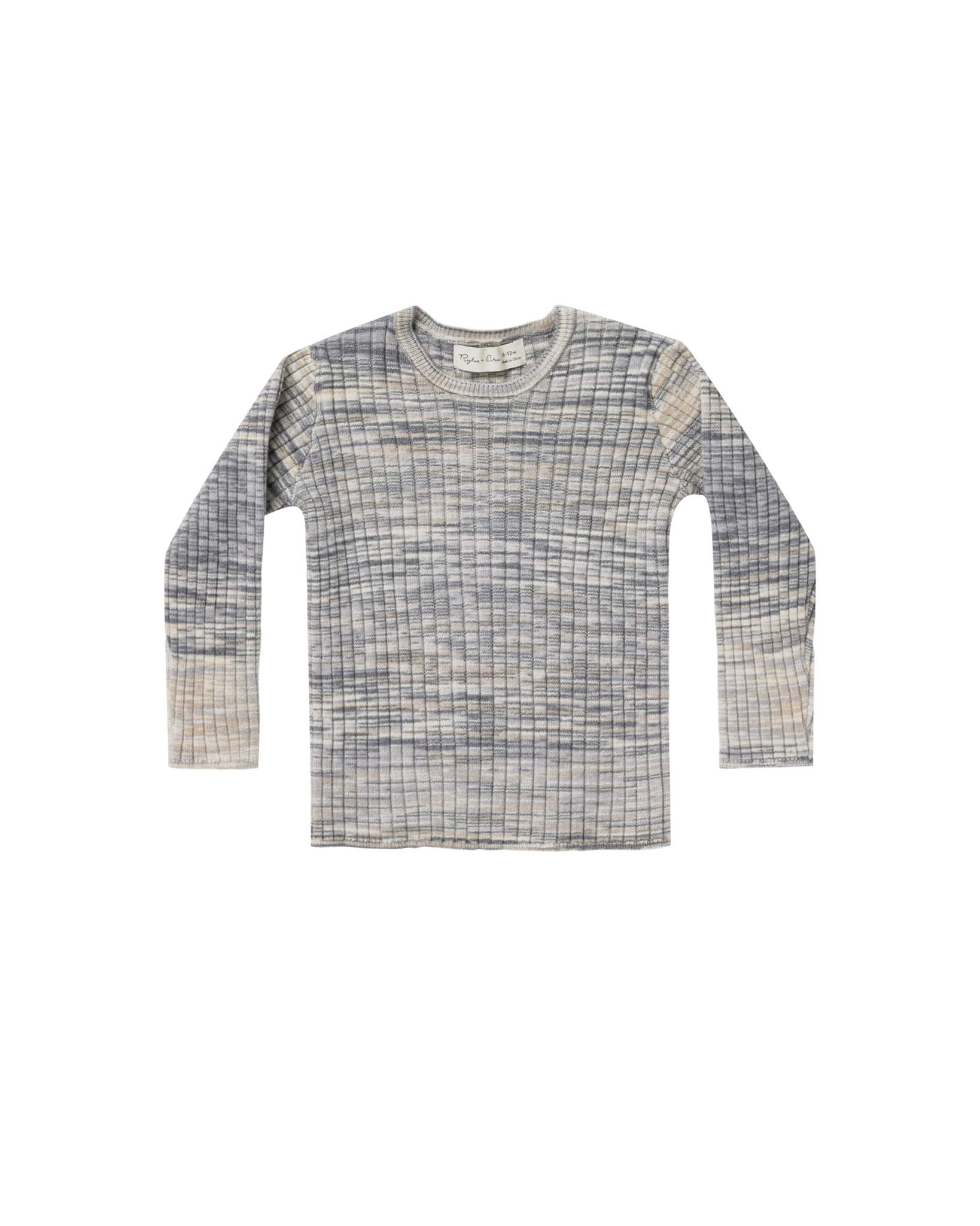 Rylee & Cru Ribbed Long Sleeve In Heathered Blue