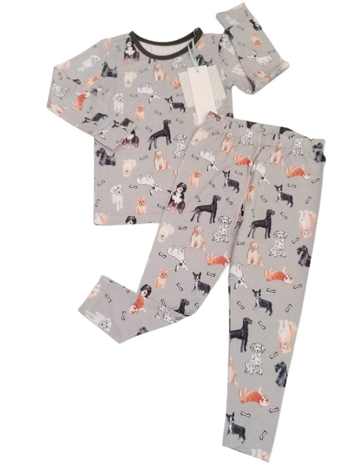 Macaron + Me Puppy Pack Bamboo Viscose Long Sleeve Jammies Set