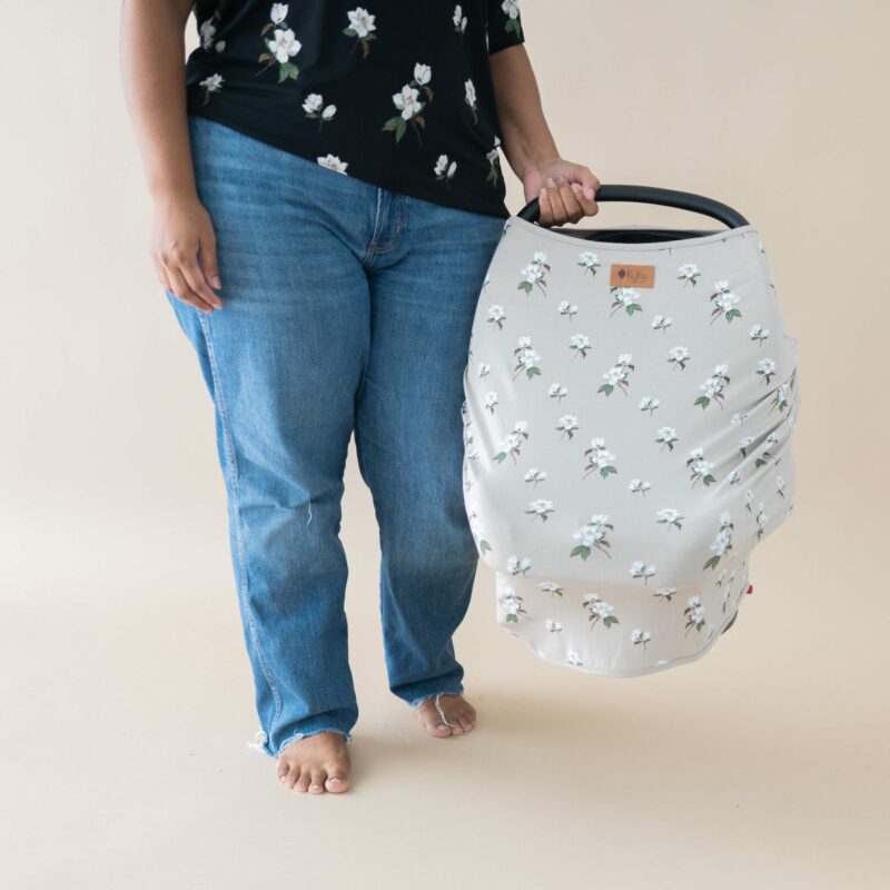 Car Seat Cover in Small Khaki Magnolia from Kyte BABY