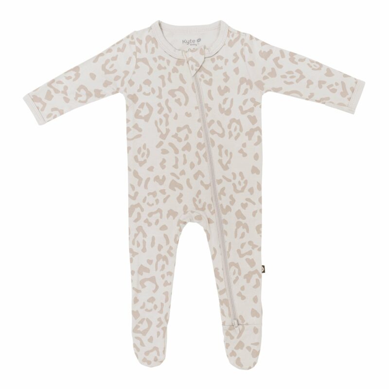 Zippered Footie in Oat Leopard  from Kyte BABY