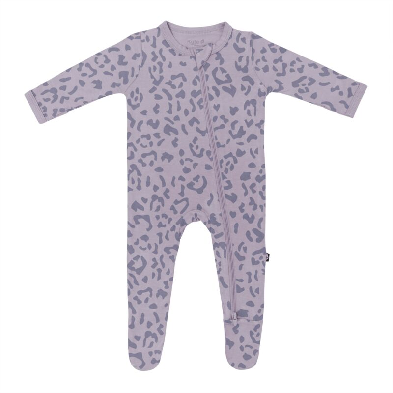 Zippered Footie in Taro Leopard  from Kyte BABY