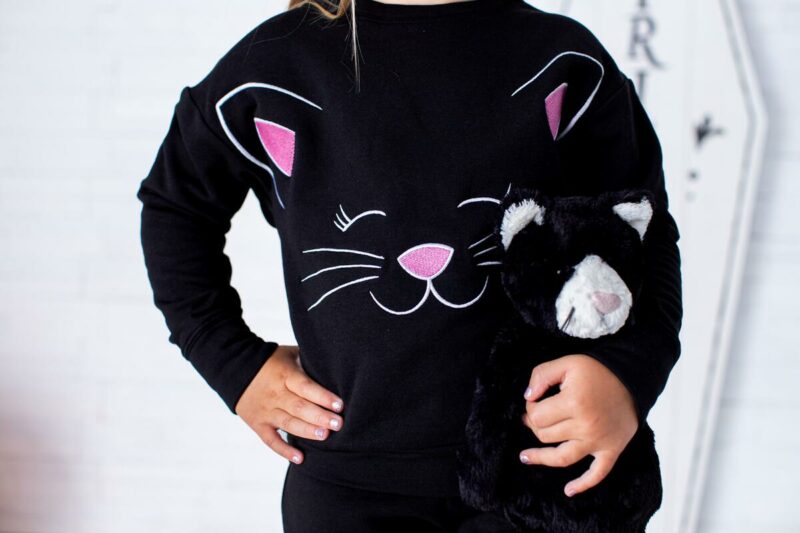 Black Cat  Bamboo Viscose Crewneck Set from Birdie Bean