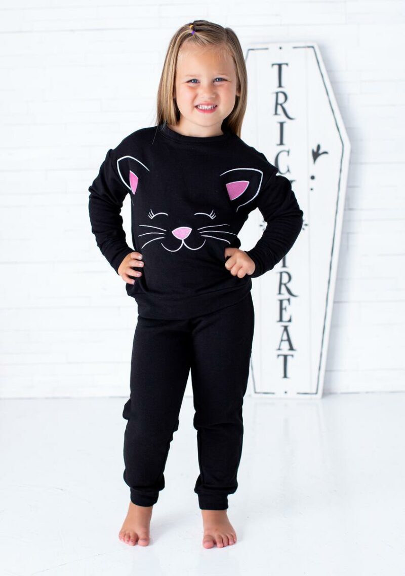 Birdie Bean Black Cat  Bamboo Viscose Crewneck Set