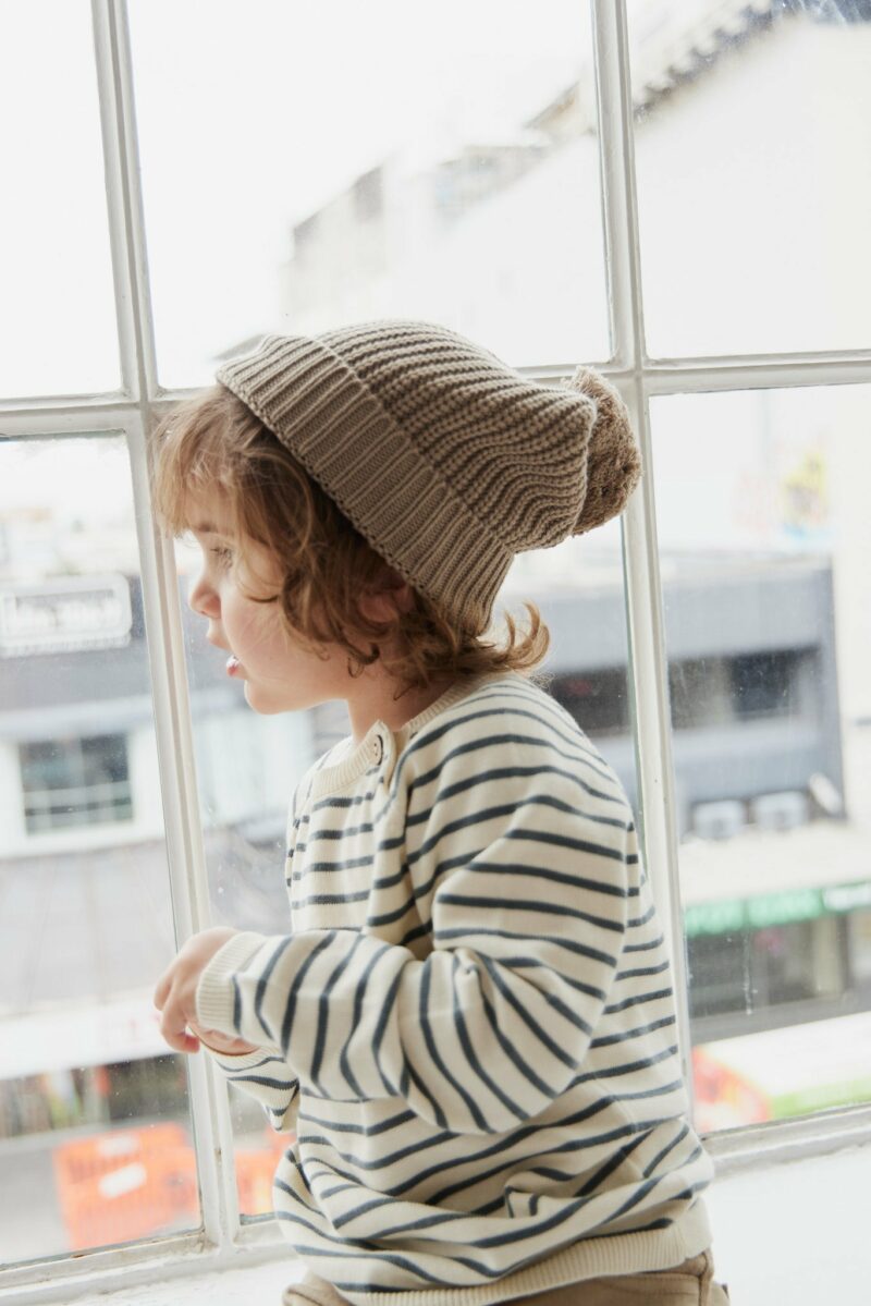 Aurelie Beanie in Woodsmoke from Jamie Kay