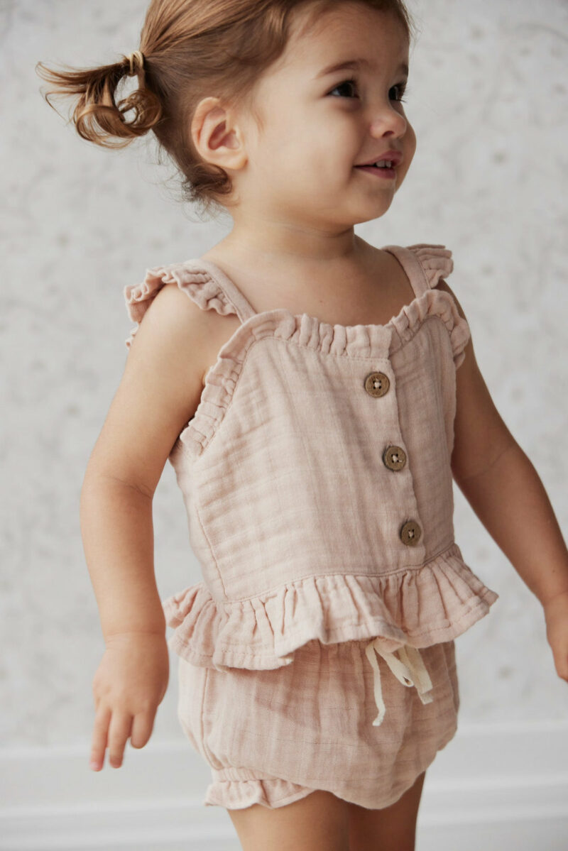 Organic Cotton Muslin Gemima Top in Misty Pink