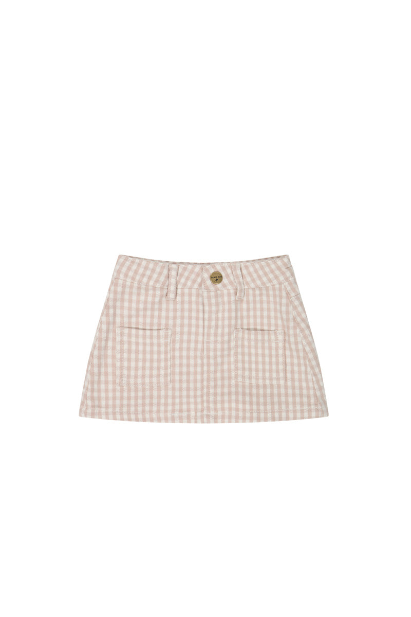 Jamie Kay Georgia Twill Skirt in Gingham Pink