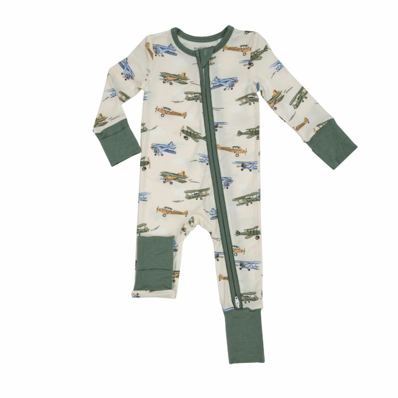 Angel Dear Vintage Airplane Bamboo Viscose Zipper Romper