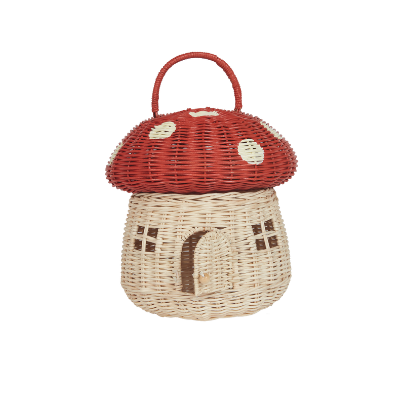 Olli Ella Rattan Red Mushroom Basket part of our Woodland collection