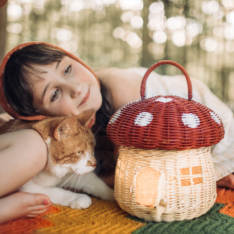 Rattan Red Mushroom Basket from Olli Ella