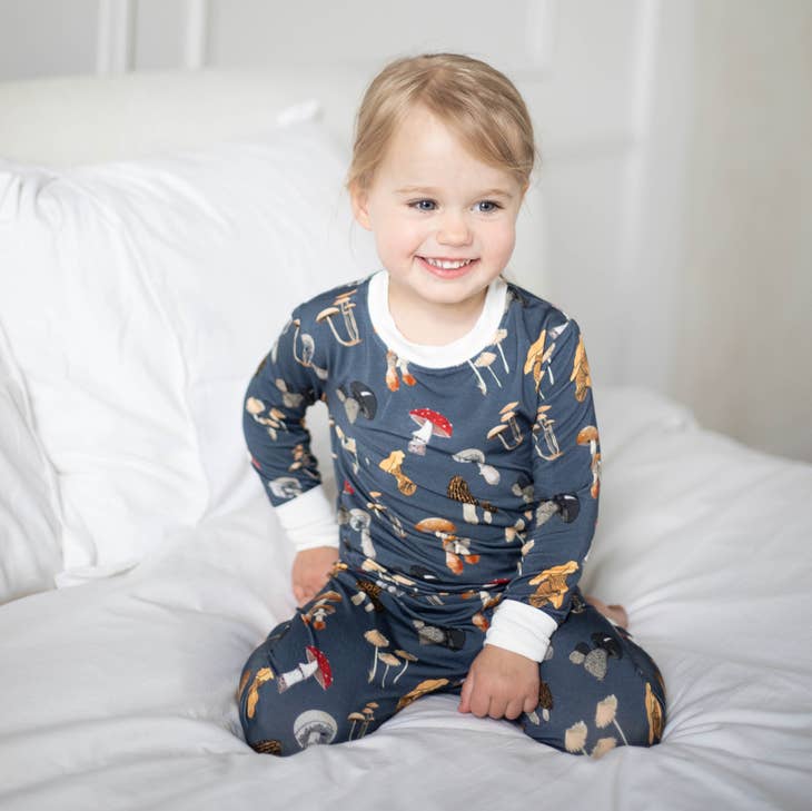 Peregrine Kidswear Mushrooms Two-Piece Bamboo Pajamas – Blossom