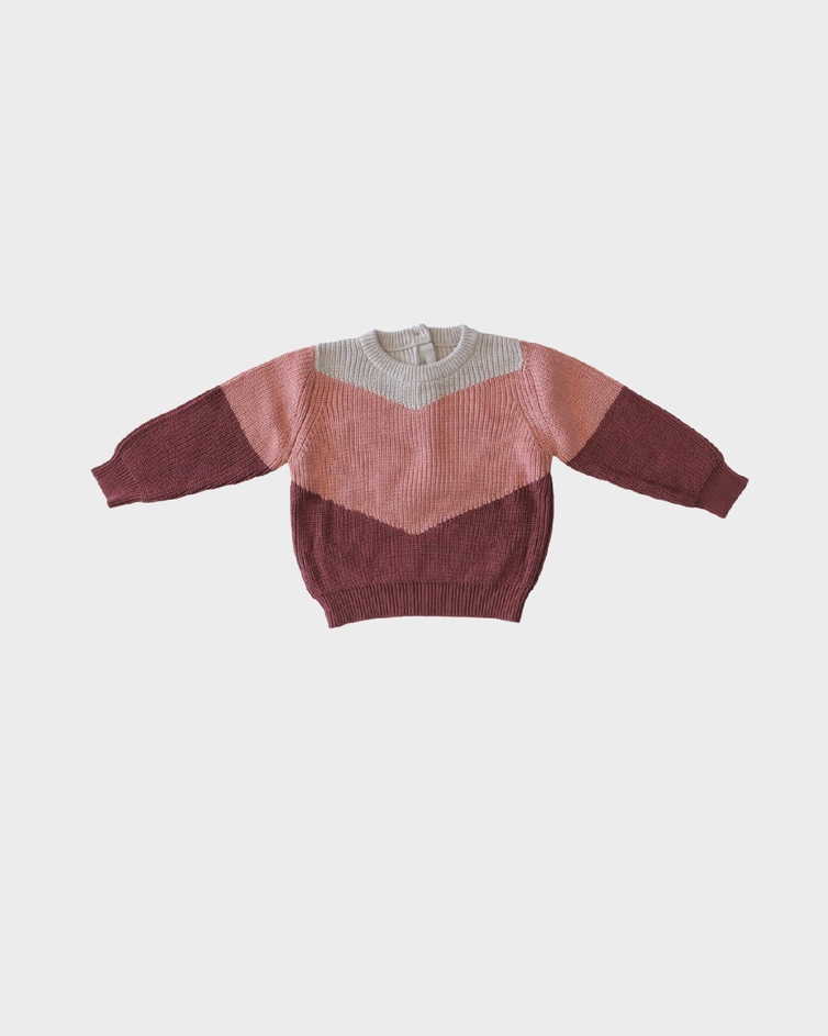 Babysprouts Tri-Color Knit Sweater in Berry