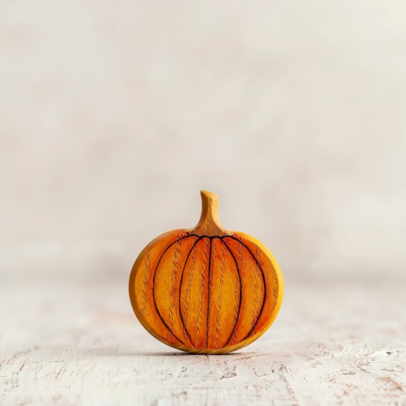 Wooden Kind Face Jack-O-Lantern Figurine from Wooden Caterpillar Toys