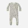 Quincy Mae Bamboo Zip Footie In Winter Garden