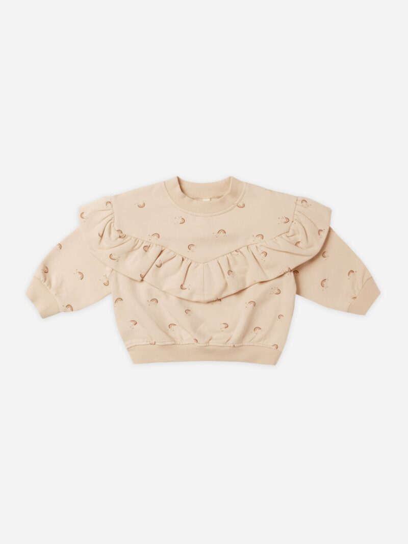 Quincy Mae Ruffle Fleece Sweatshirt in Rainbow