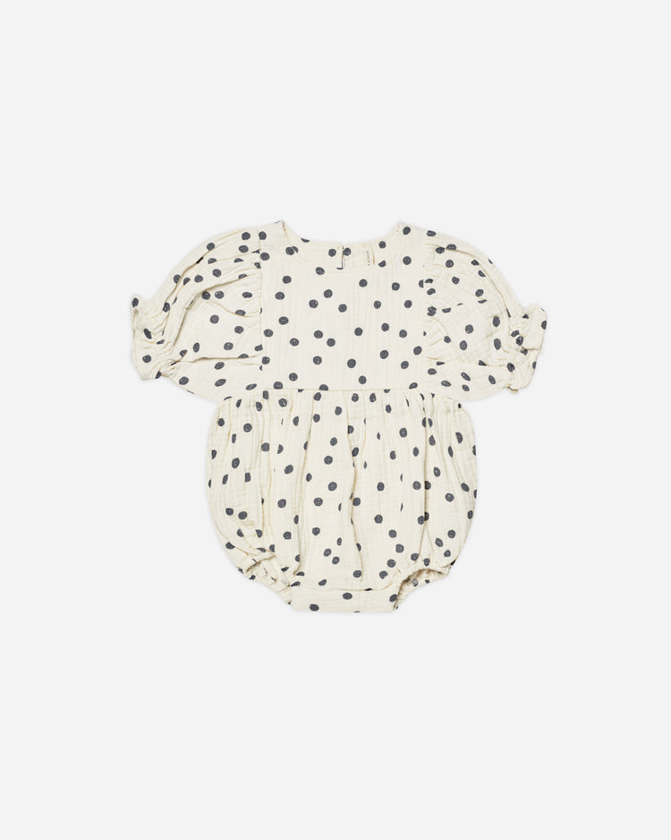 Quincy Mae Cosette Romper In Navy Dot