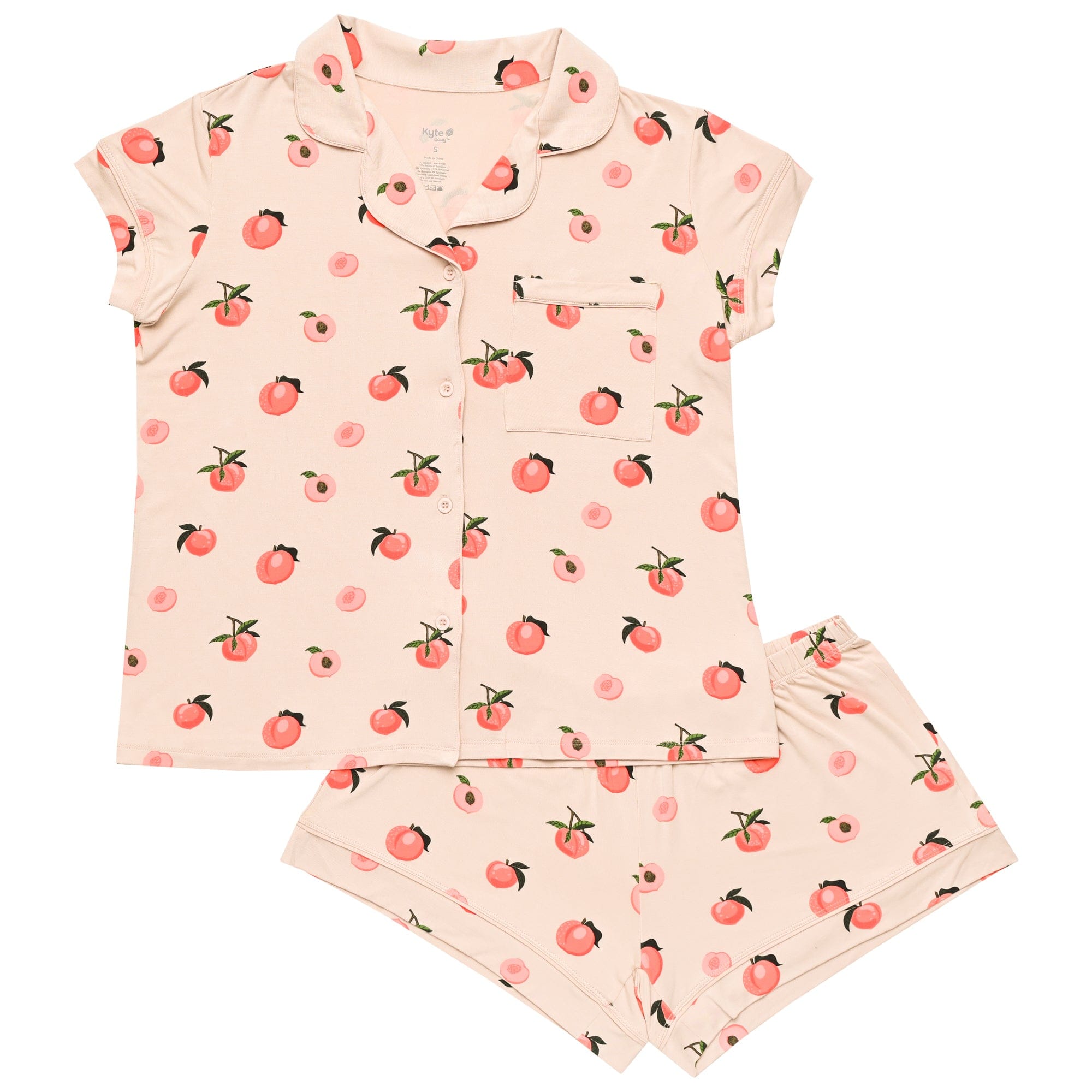 Kyte BABY Women's Short Sleeve Pajama Set in Peach