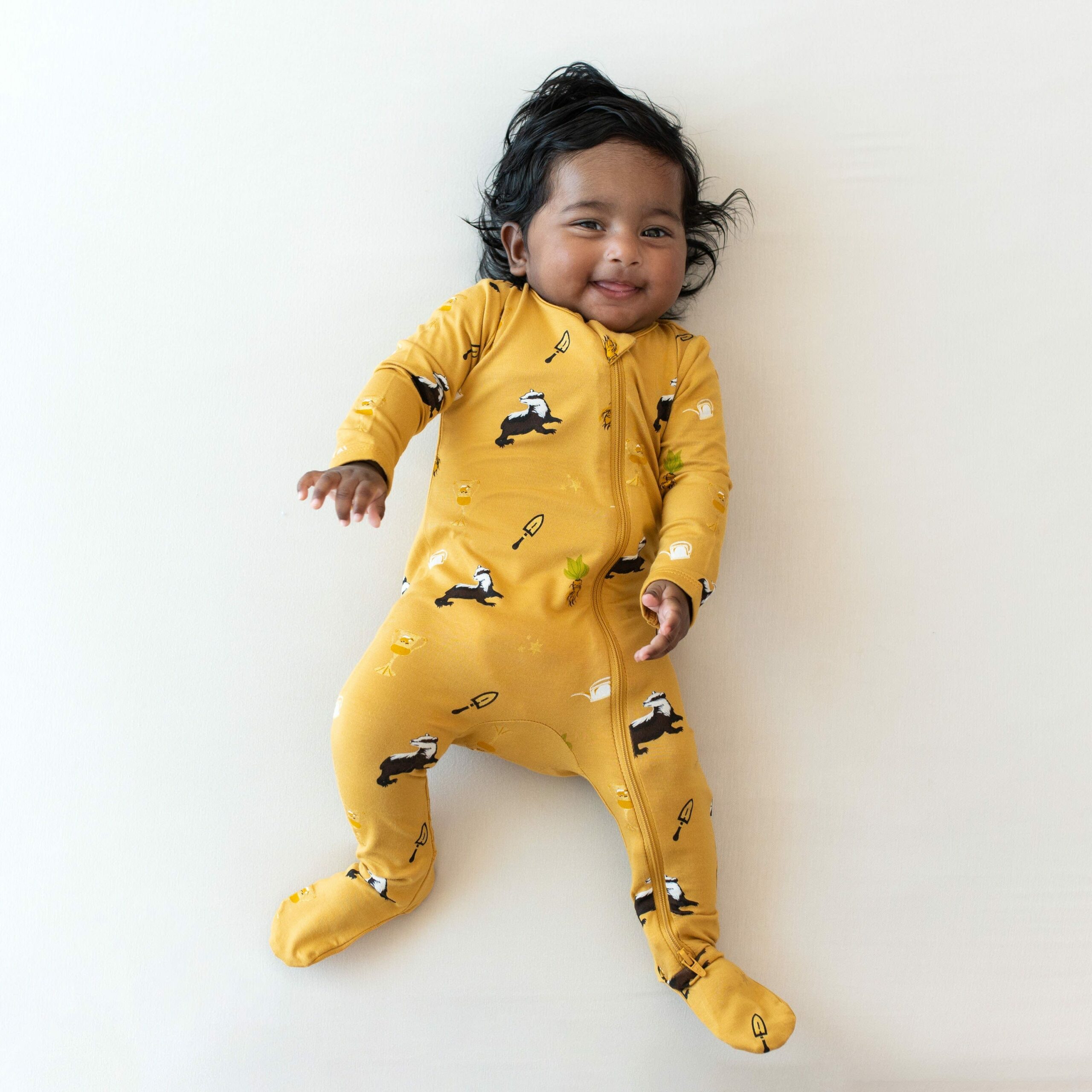 Kyte BABY Zippered Footie in Hufflepuff