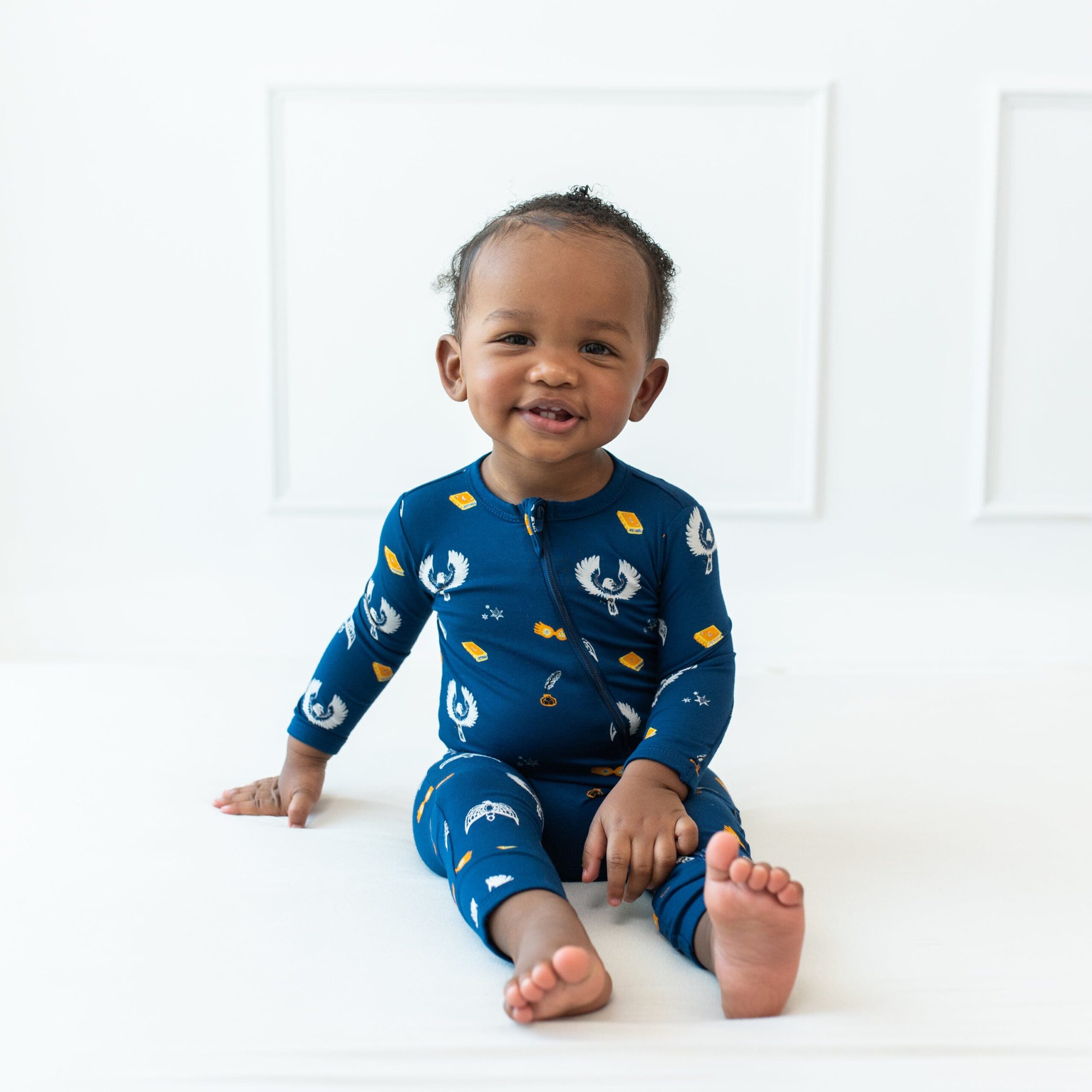 Kyte BABY Zippered Romper in Ravenclaw