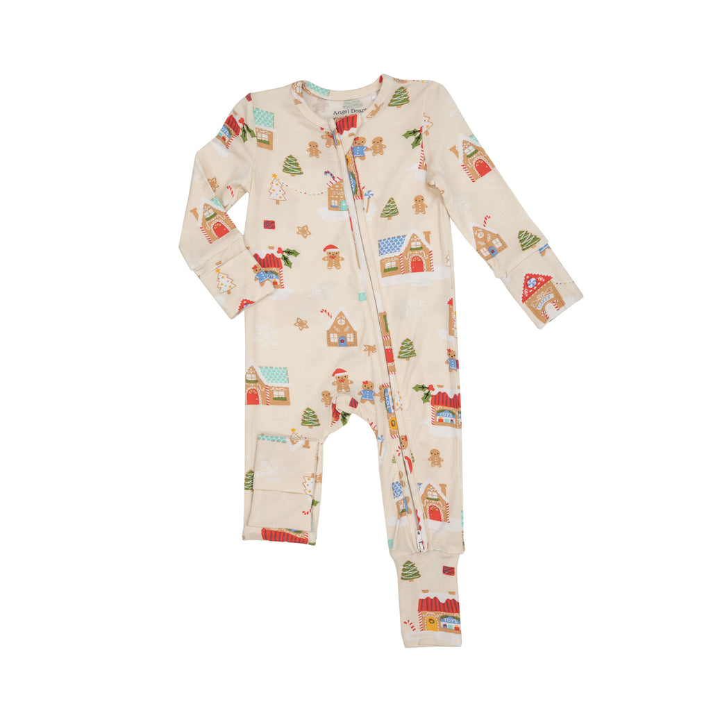 Angel Dear Gingerbread Village Bamboo Viscose Zipper Romper