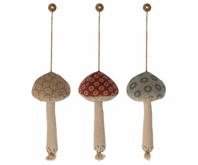 Maileg 3 Assorted Mushroom Ornaments