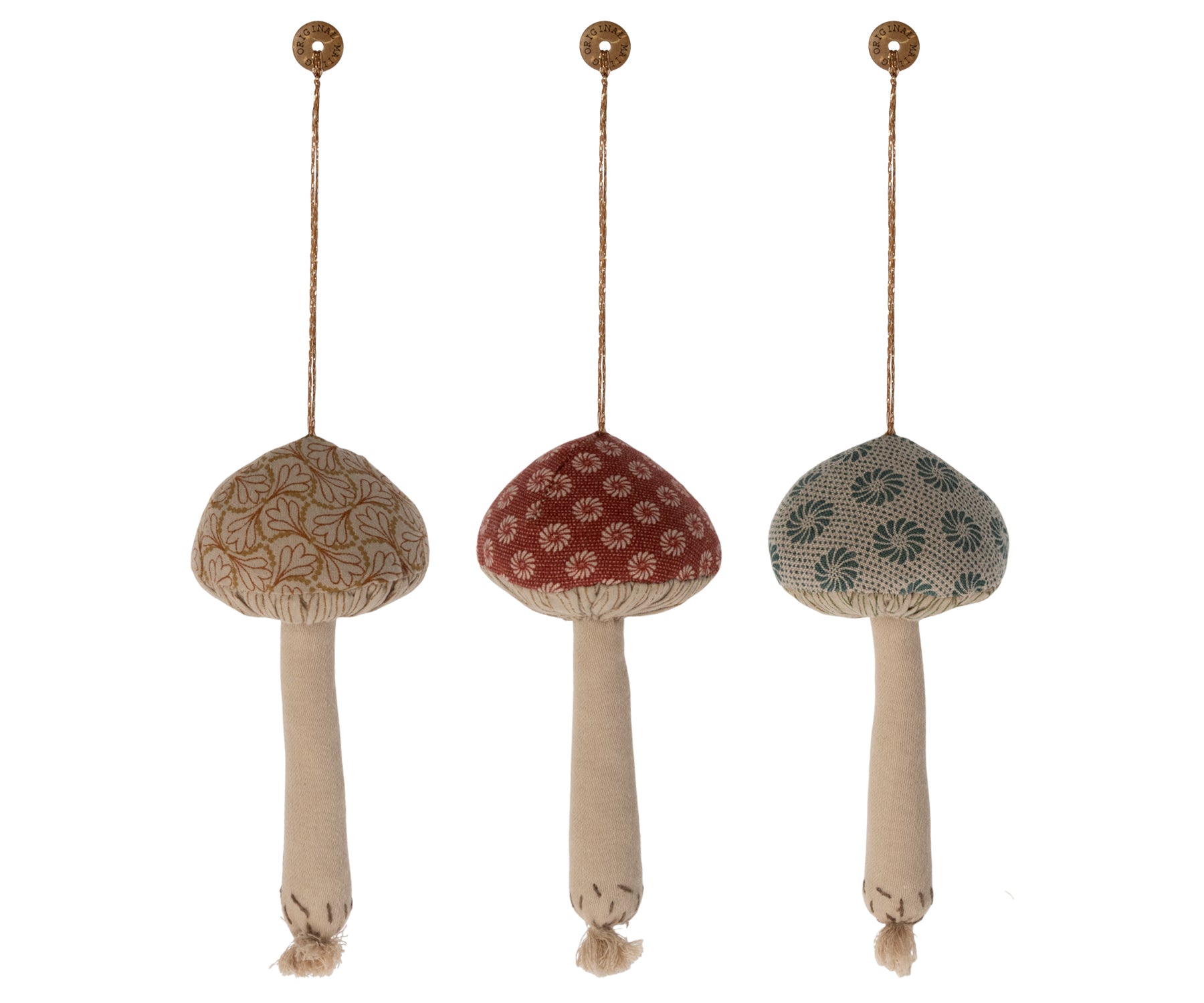 Maileg 3 Assorted Mushroom Ornaments