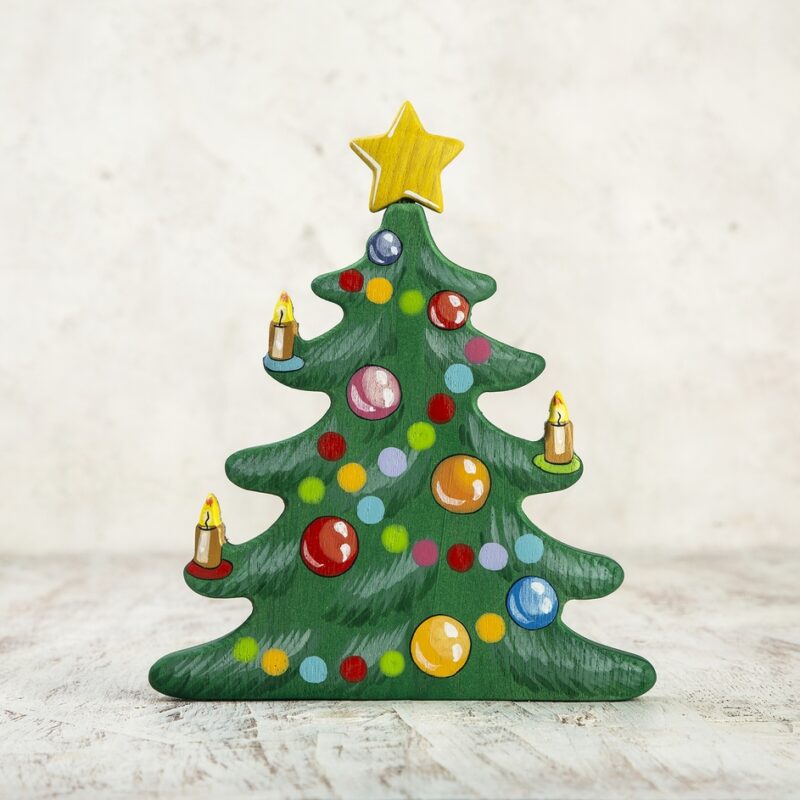 Wooden Caterpillar Toys Wooden Small Christmas Tree Figure