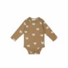 Jamie Kay Organic Cotton Fernley Long Sleeve Bodysuit in Bears Caramel Cream