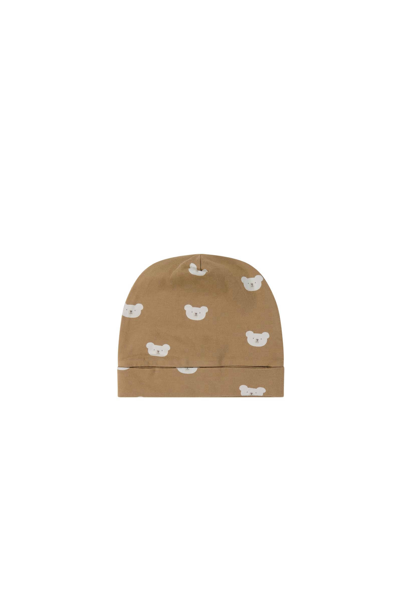 Jamie Kay Organic Cotton Reese Beanie in Bears Caramel Cream