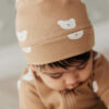 Organic Cotton Reese Beanie in Bears Caramel Cream from Jamie Kay