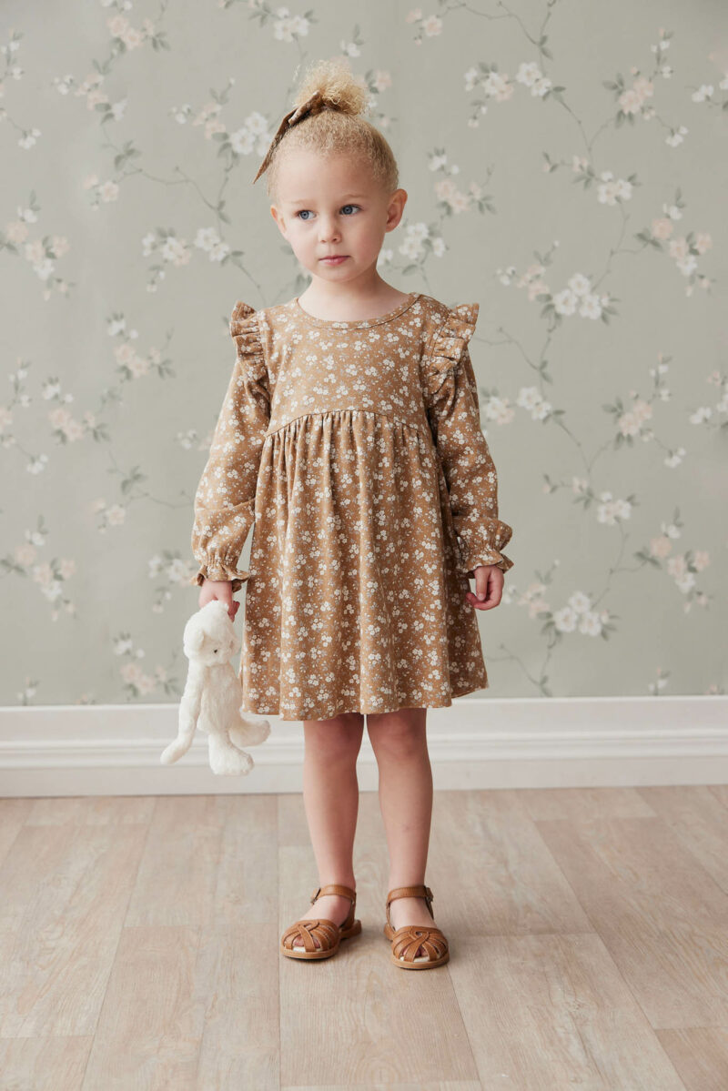 Organic Cotton Frankie Dress in Rosalie Field Caramel from Jamie Kay