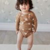 Organic Cotton Fernley Long Sleeve Bodysuit in Bears Caramel Cream from Jamie Kay