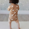 Organic Cotton Fernley Long Sleeve Bodysuit in Bears Caramel Cream