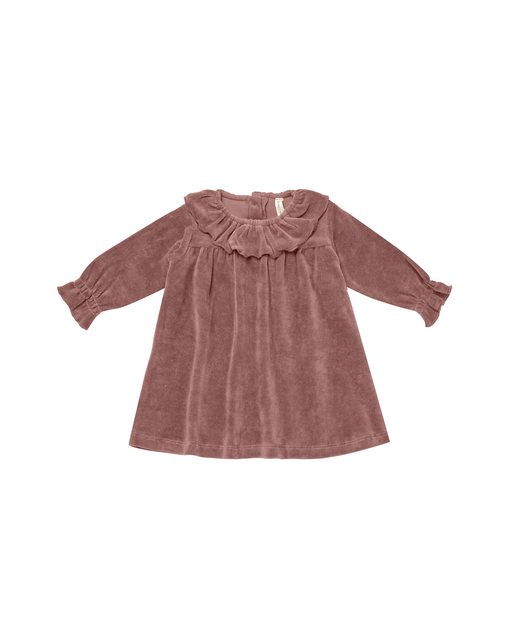 Quincy Mae Velour Baby Dress In Fig