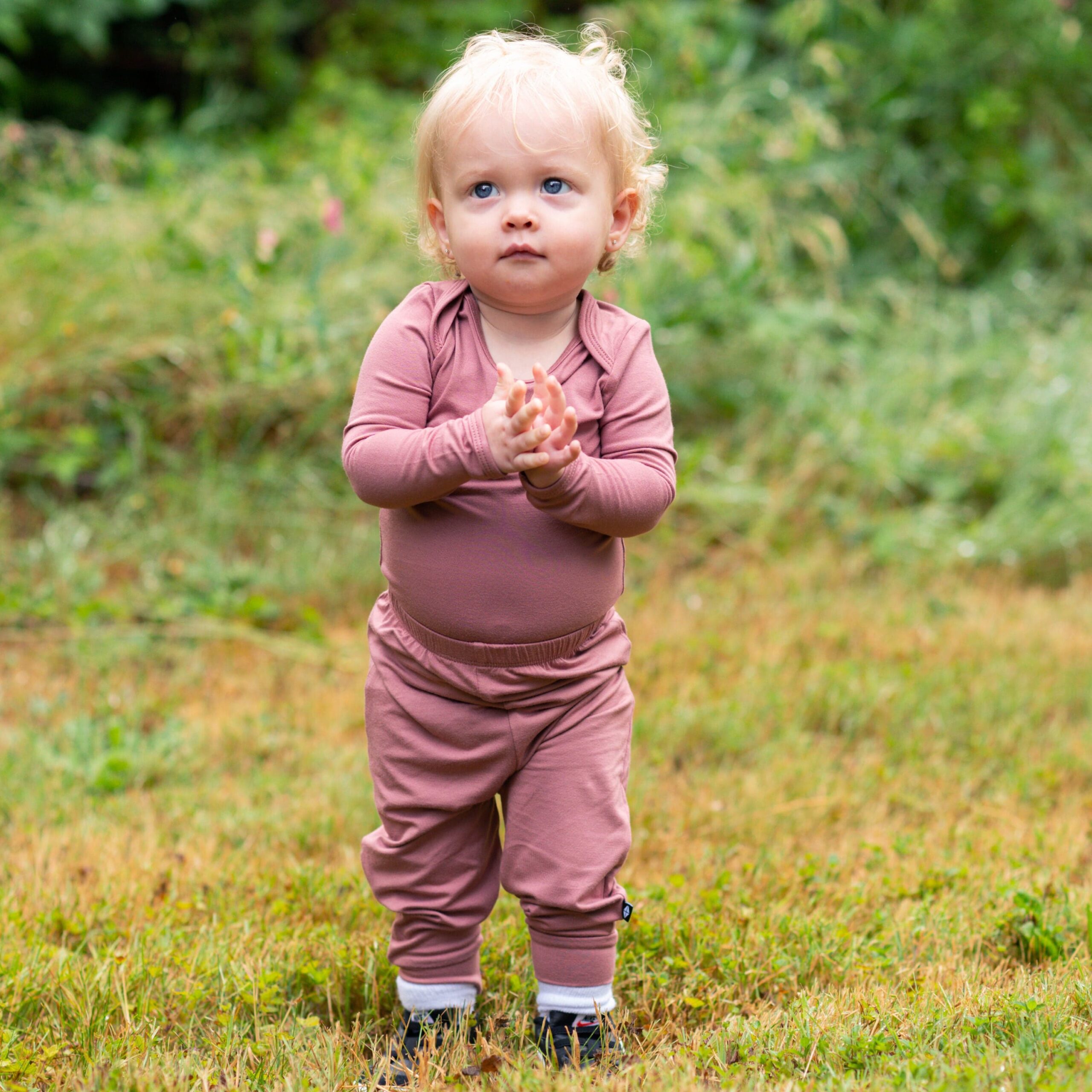 Kyte BABY Long Sleeve Bodysuit in Dusty Rose