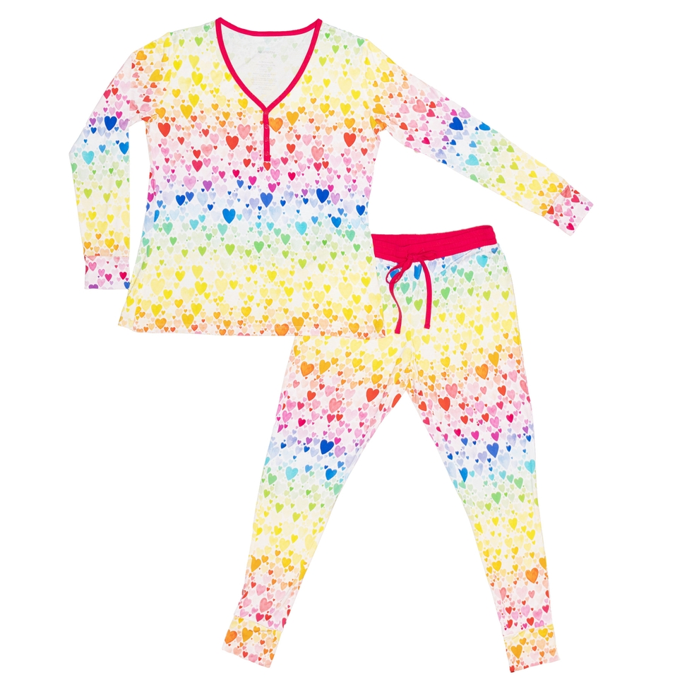 Macaron+Me Rainbow Hearts Women's Pajama Set