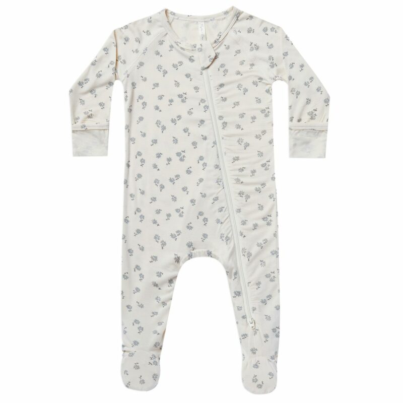 Rylee + Cru Modal Footed Sleeper in Blue Ditsy