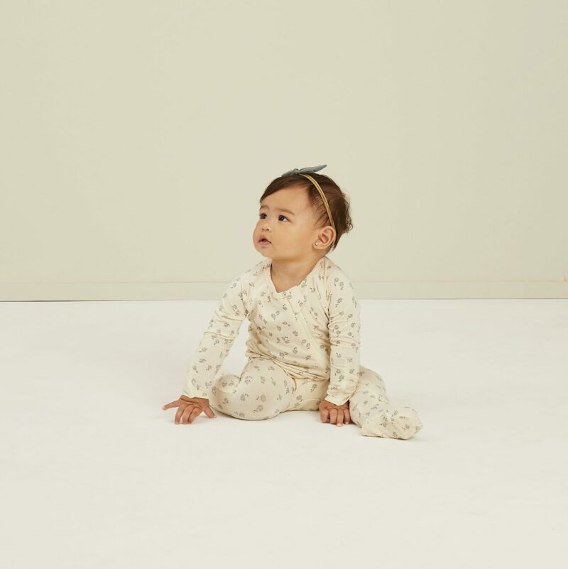 Modal Footed Sleeper in Blue Ditsy from Rylee + Cru