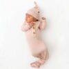 Ribbed Knotted Gown with Hat Set in Blush from Kyte BABY