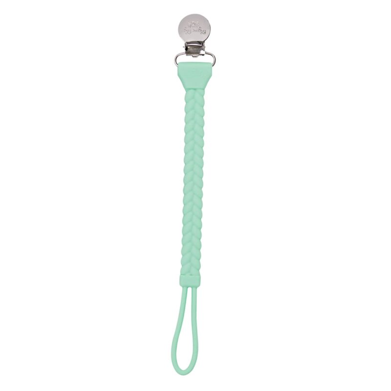 Itzy Ritzy Sweetie Strap Silicone One-Piece Pacifier Clips in Mint Braid