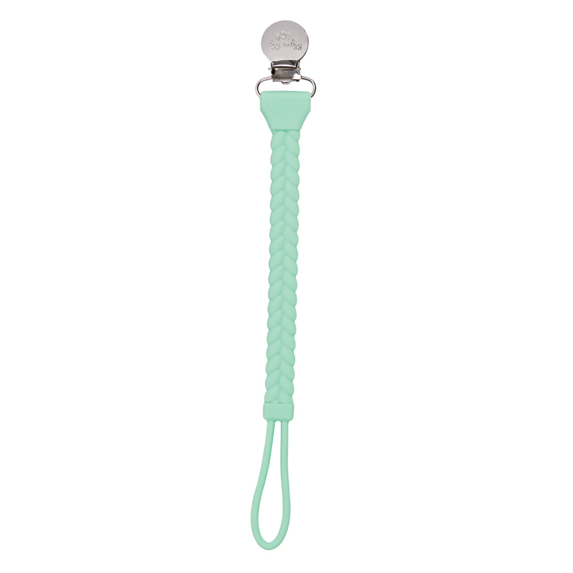 Itzy Ritzy Sweetie Strap Silicone One-Piece Pacifier Clips in Mint Braid