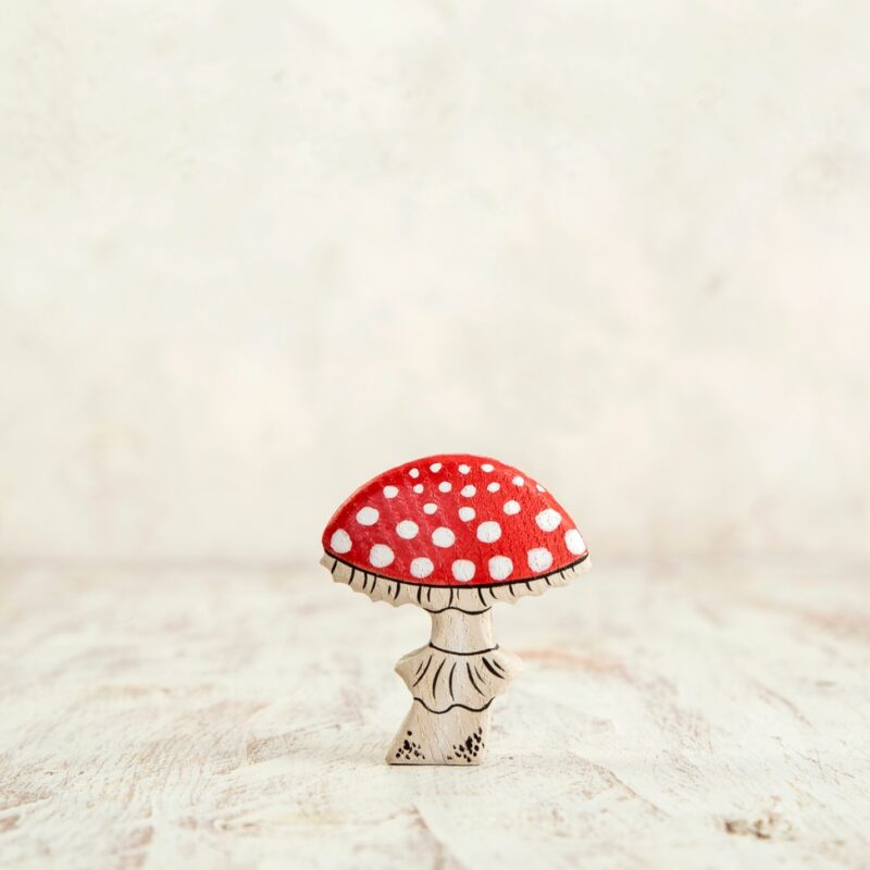 Wooden Caterpillar Toys Fly Agaric Mushroom Figure