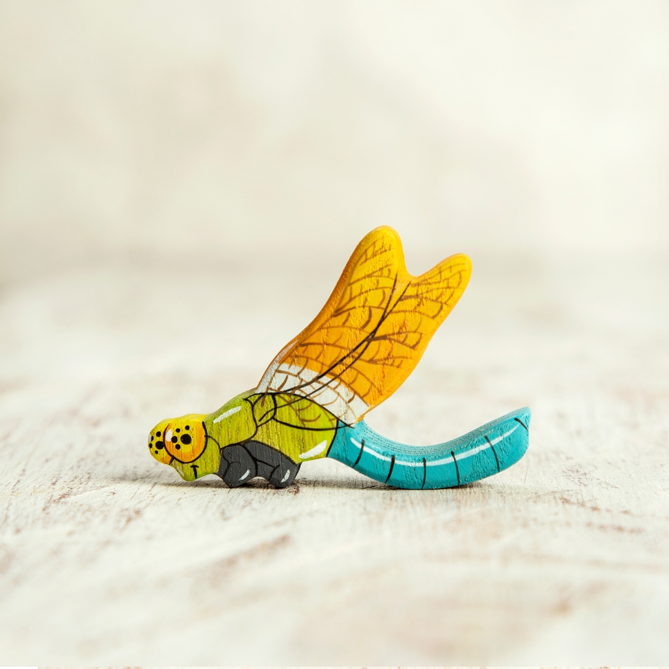 Wooden Caterpillar Toys Dragonfly Wooden Figurine