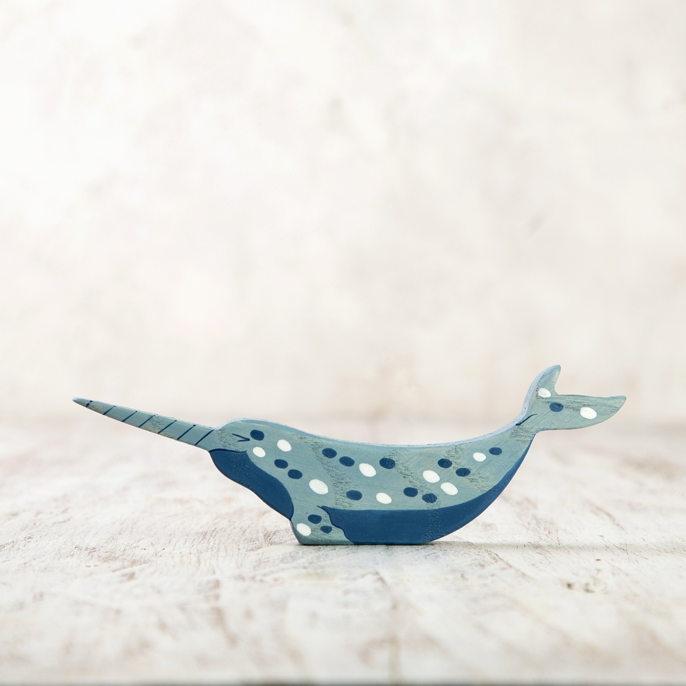 Wooden Caterpillar Toys Narwhal Wooden Figurine