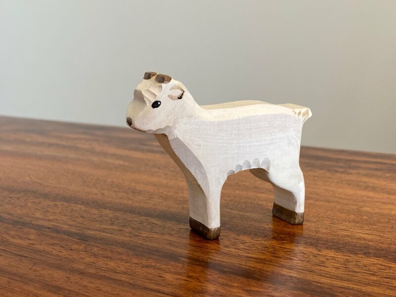 PoppyBaby Co Baby Goat Wooden Figure