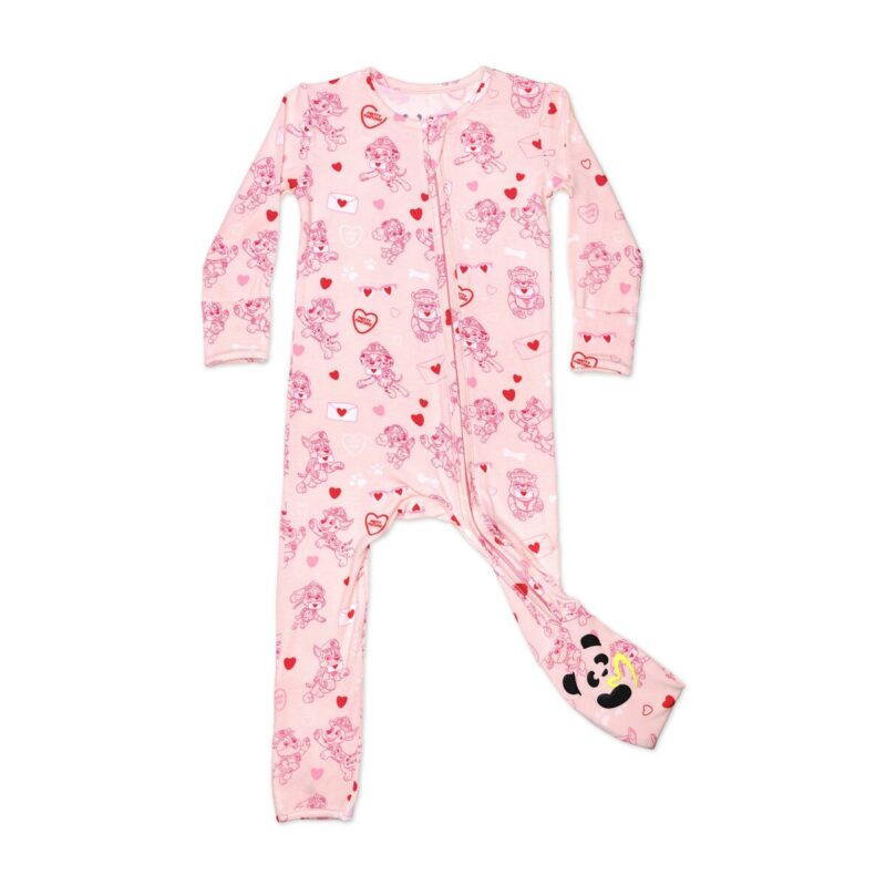 PAW Patrol Valentine Pink Bamboo Convertible Footie available at Blossom