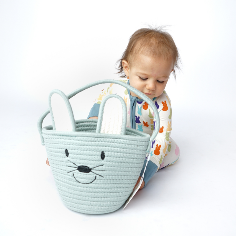 Rope Easter Basket in Mint Bunny from Emerson and Friends